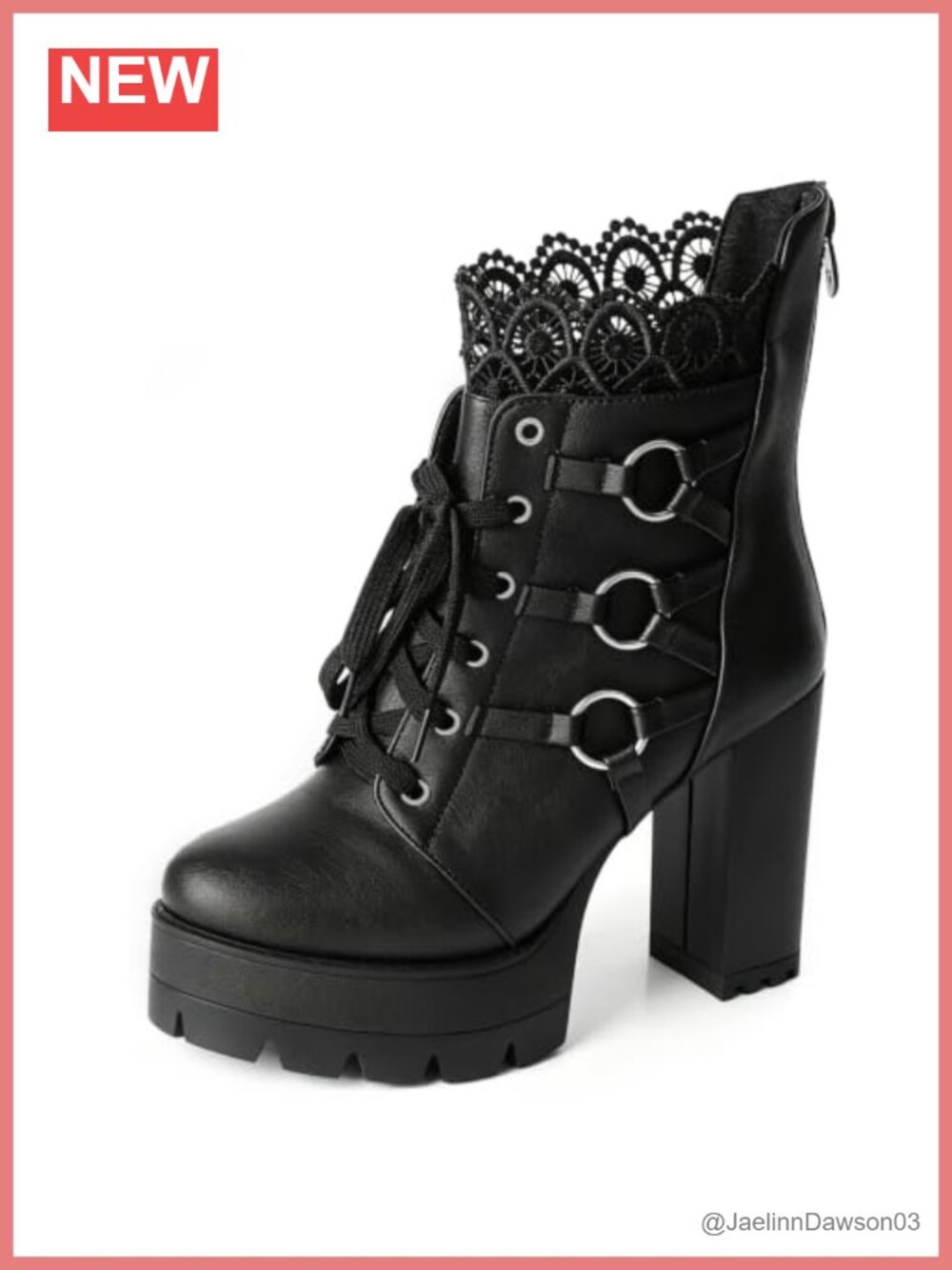 Goth Platform High Heel Boots Lace Up Combat Ankle Booties Chunky Heel